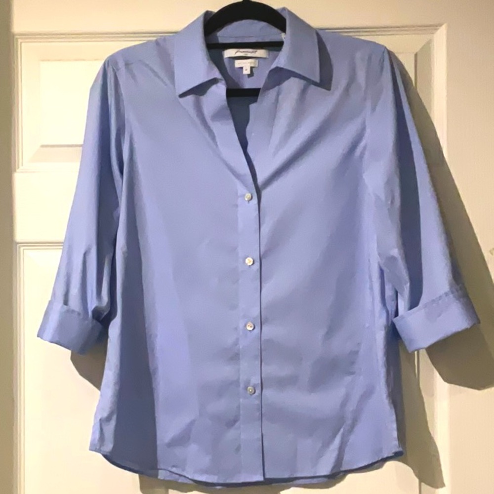 Foxcroft Blue Fitted Non-Iron Shirt